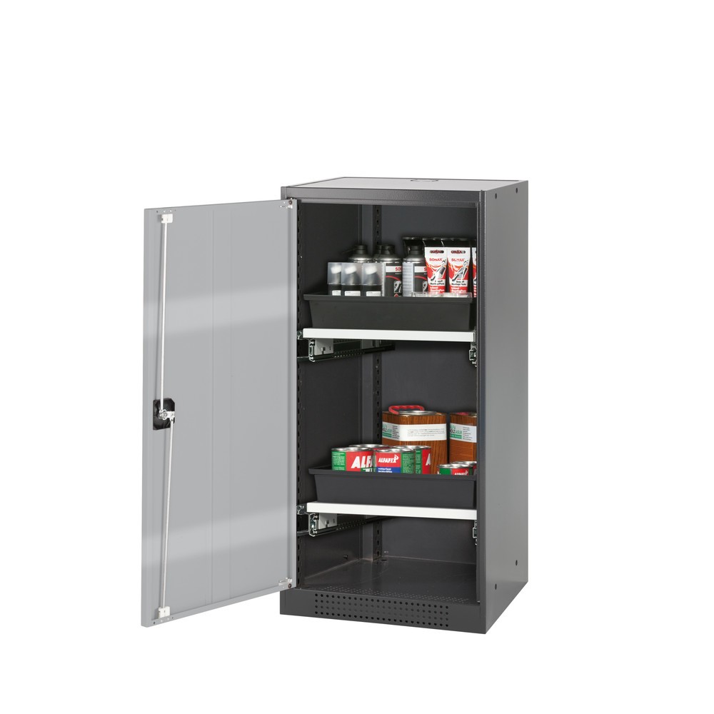 Illustration du produit: Armoire pour produits chimiques et toxiques asecos® avec tablettes extractibles, HxlxP 1 105 x 545 x 520 mm, aluminium blanc