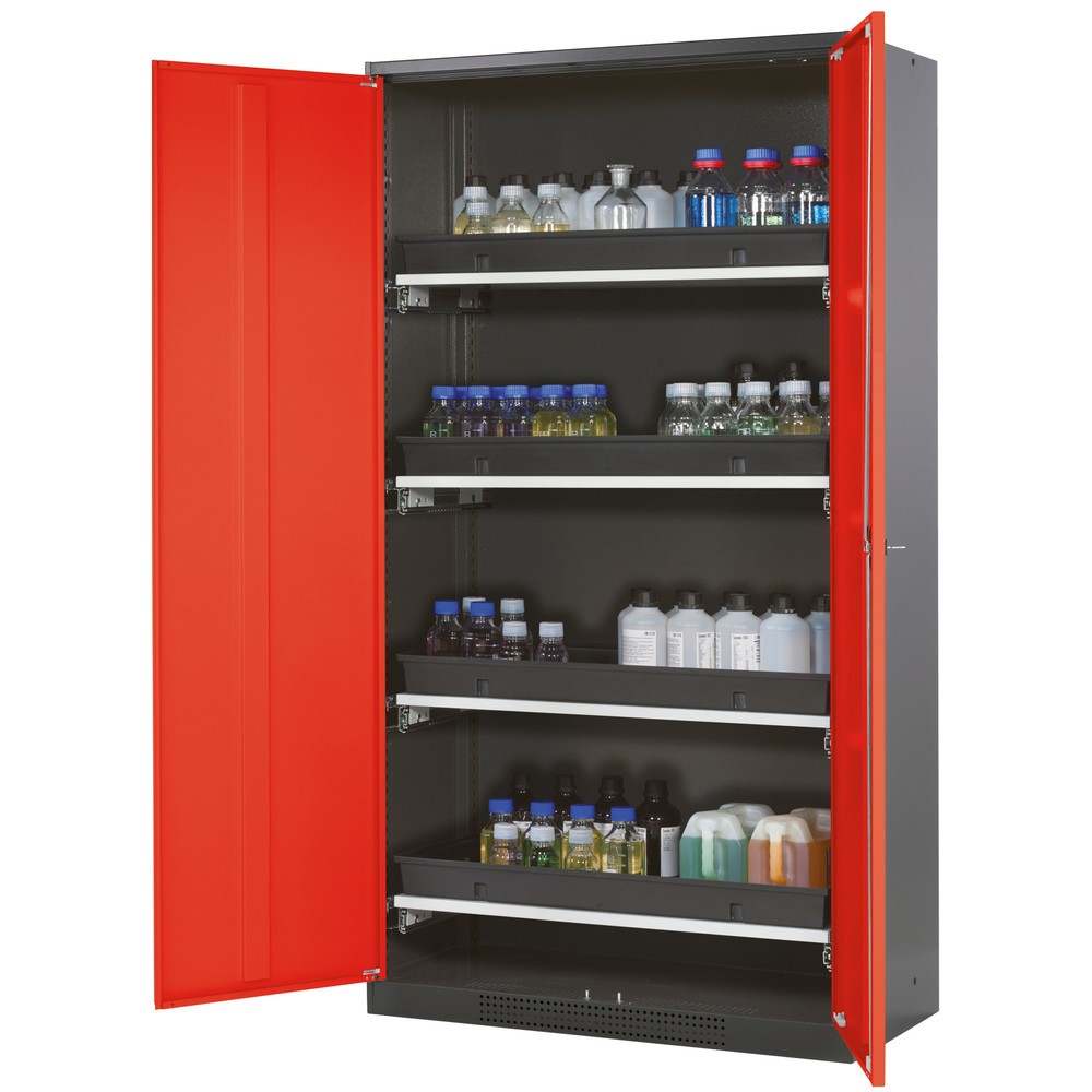Illustration du produit: Armoire pour produits chimiques et toxiques asecos® avec tablettes extractibles, HxlxP 1 950 x 1 055 x 520 mm, rouge signalisation