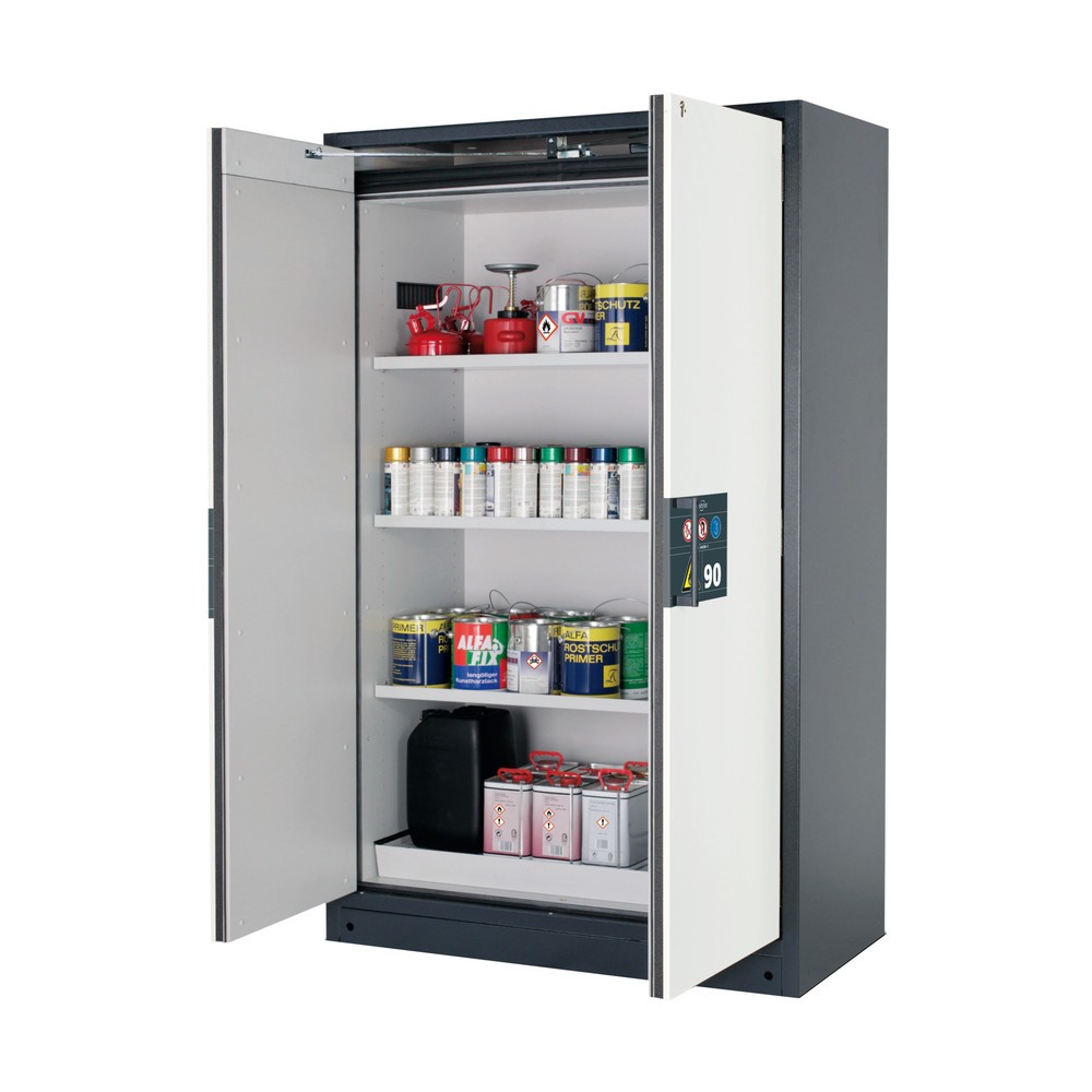 Produktabbildung: asecos® Brandschutzschrank Q-PEGASUS/Typ 90, 3 Fachböden, HxBxT 1.953 x 1.193 x 615 mm, reinweiss