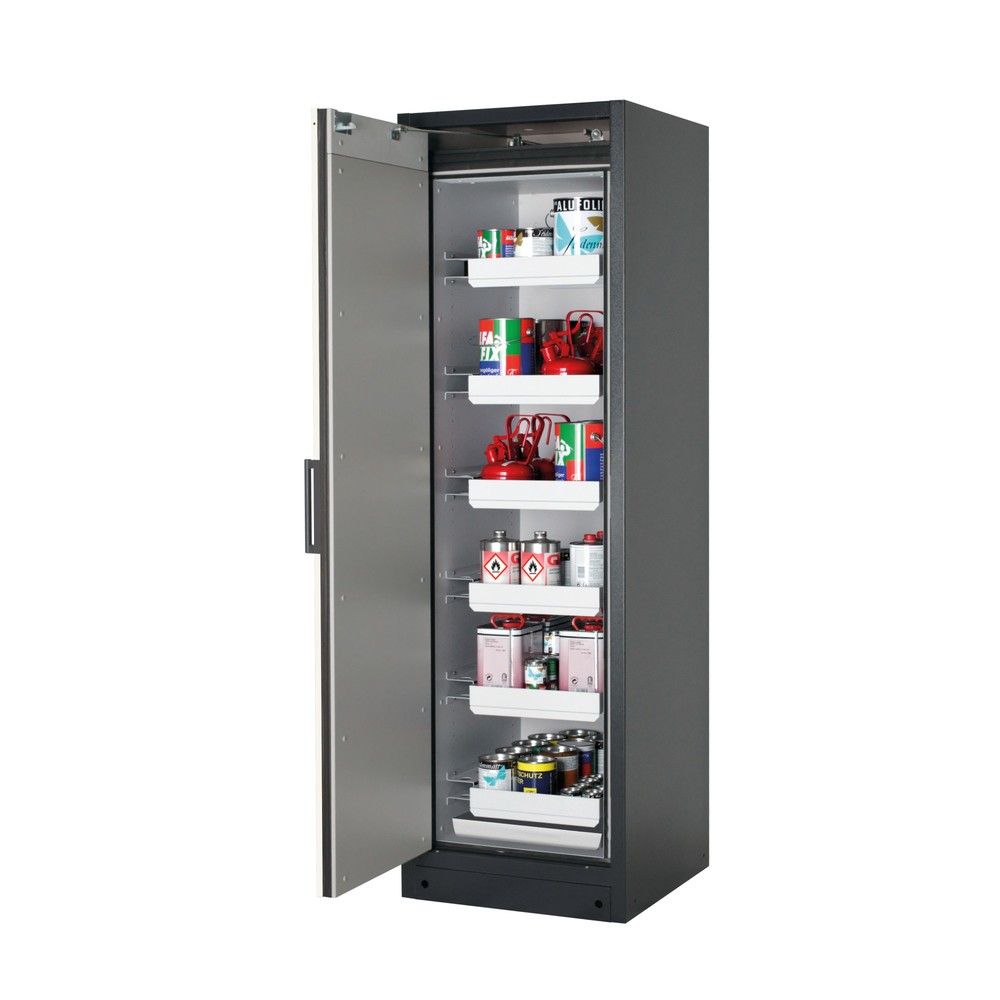 Produktabbildung: asecos® Brandschutzschrank Q-PEGASUS/Typ 90, 6 Auszugswannen, HxBxT 1.953 x 599 x 615 mm, reinweiss