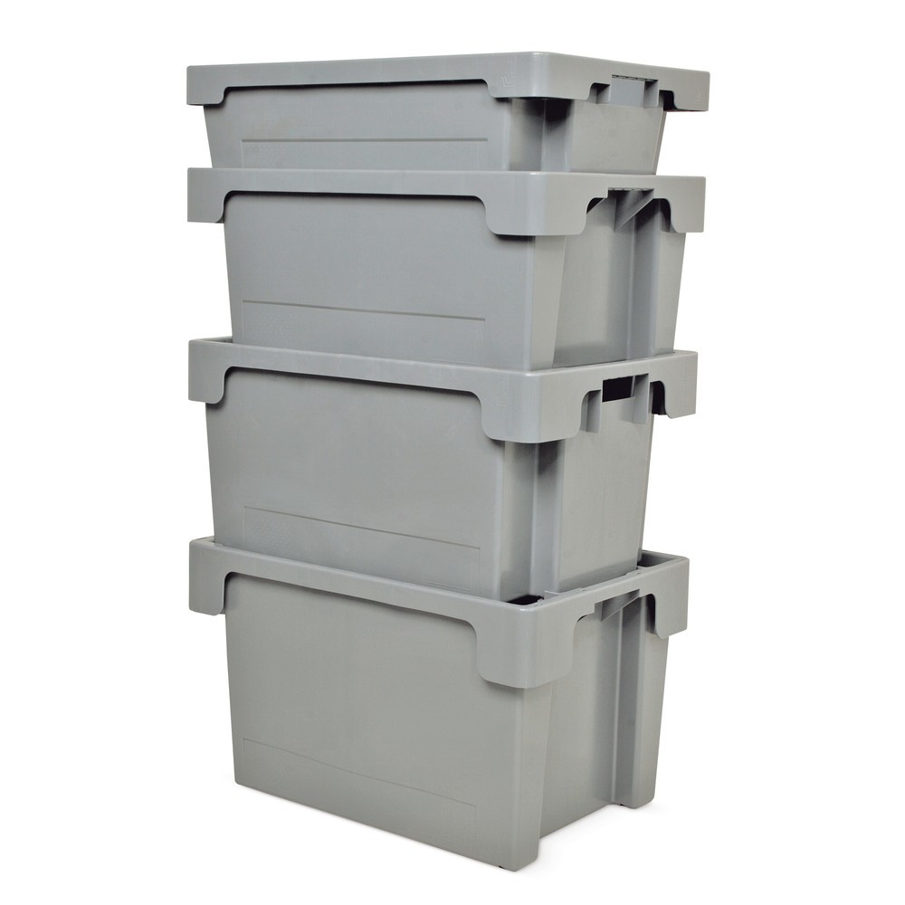 Illustration du produit: Bacs emboîtables et empilables, parois + fond fermés, 32 litres, blanc