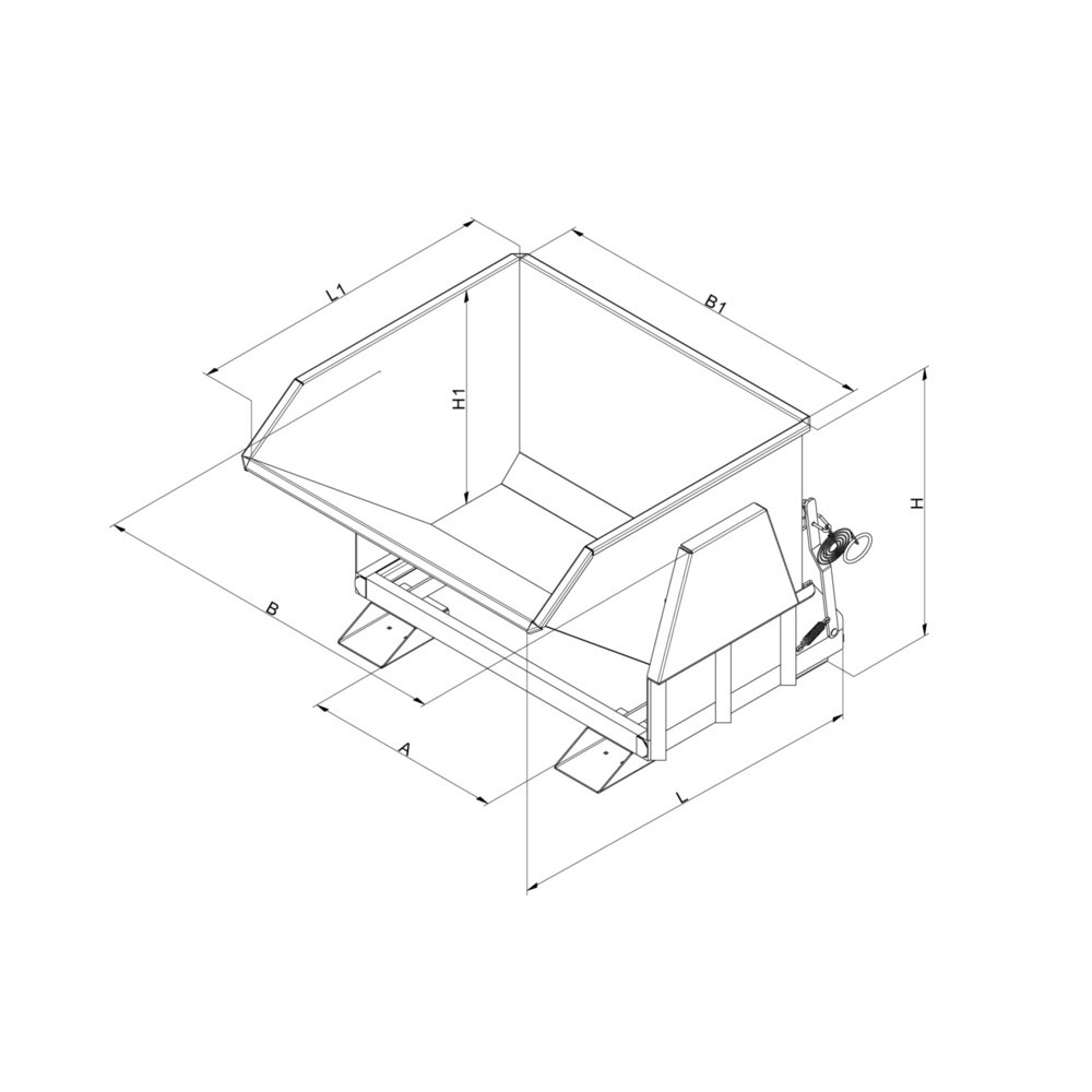 Produktabbildung Nr. 3: Benne basculante Eichinger® avec patins protégés, 1 000 kg, 600 litres, gris anthracite