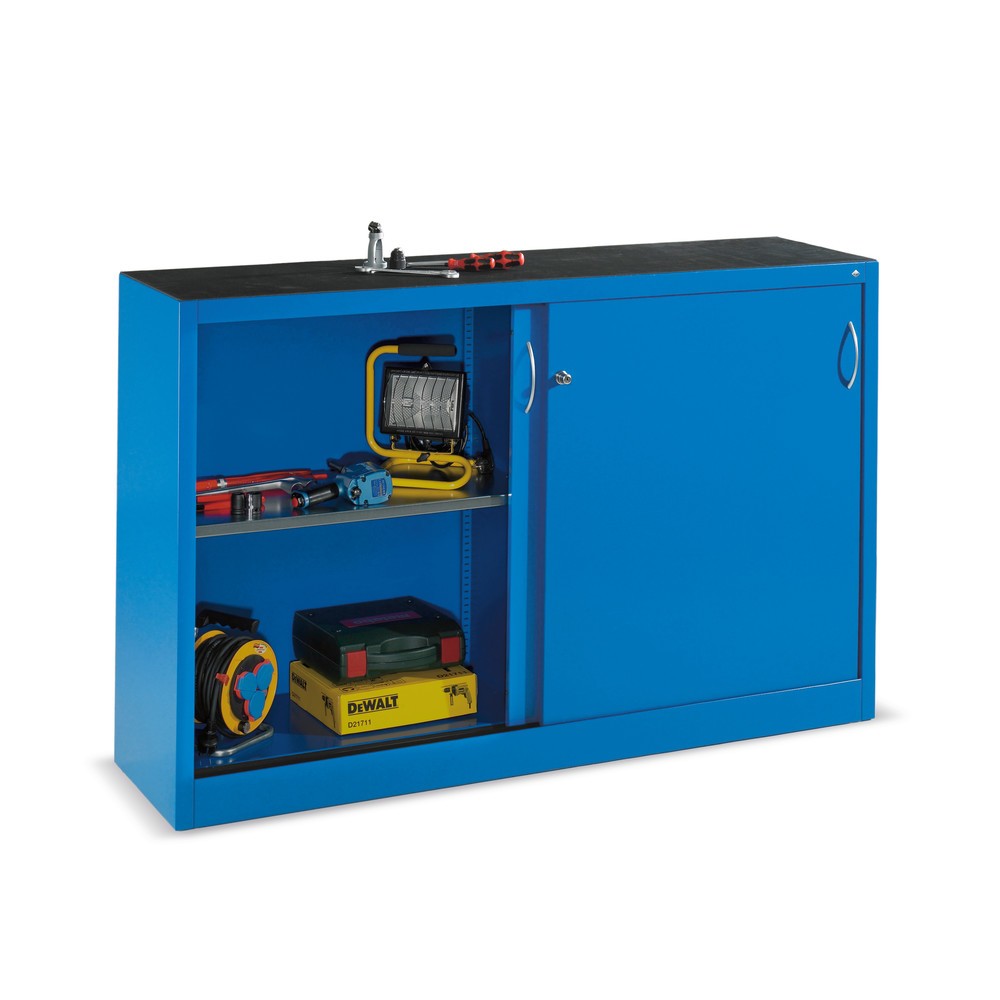 Produktabbildung Nr. 3: C+P Werkstatt-Beistellschrank mit 2 Fachböden, HxBxT 1.000 x 1.600 x 400 mm, Trennwand, anthrazitgrau, enzianblau