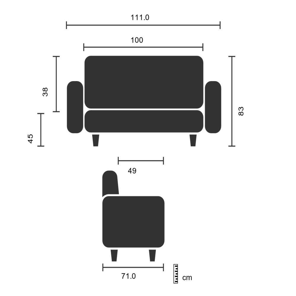 Produktabbildung Nr. 2: Canapé lounge hjh OFFICE BALI BLACK piètement noir similicuir lisse, 2 places, noir