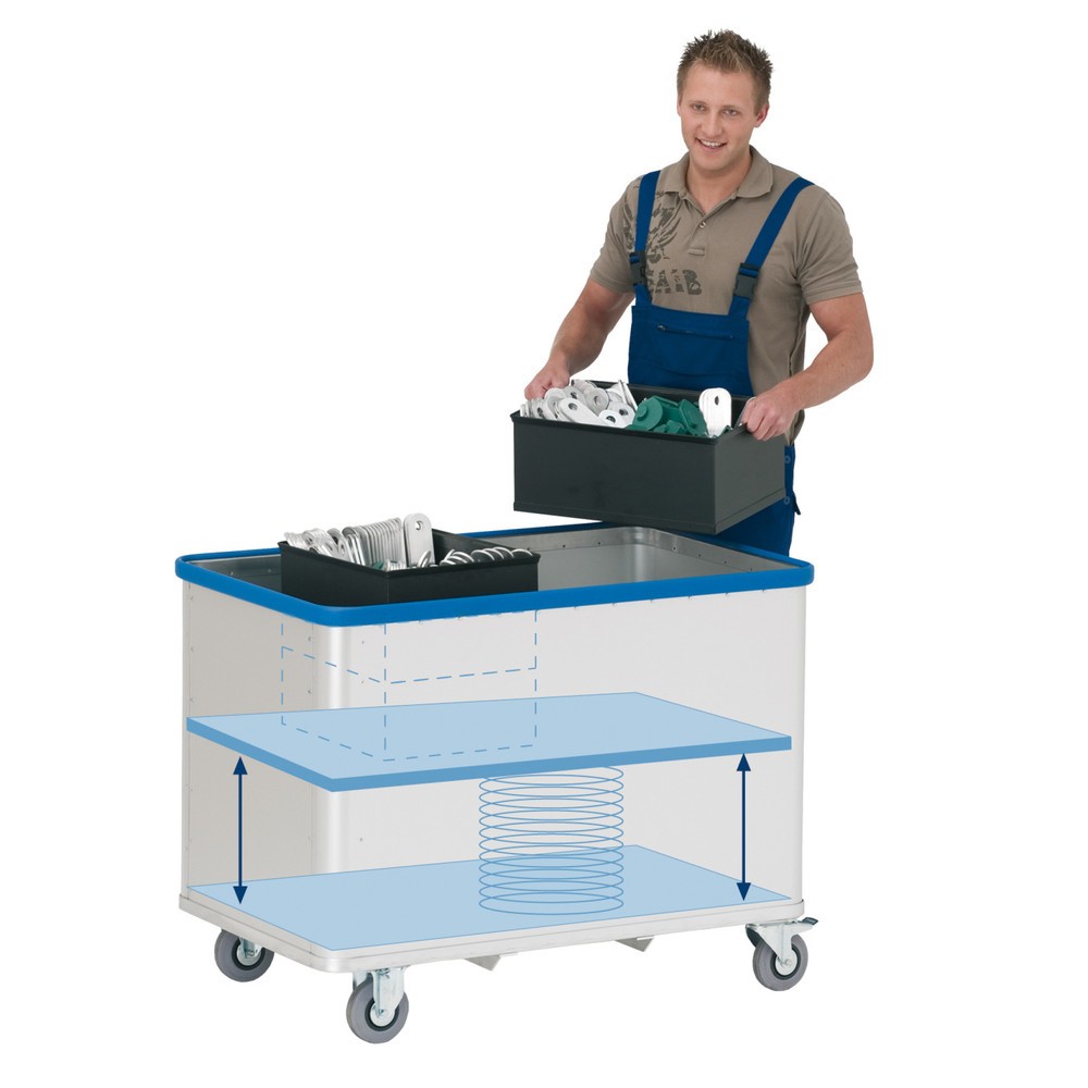 Produktabbildung Nr. 1: Chariot à plateau sur ressort en aluminium, volume 615 litres