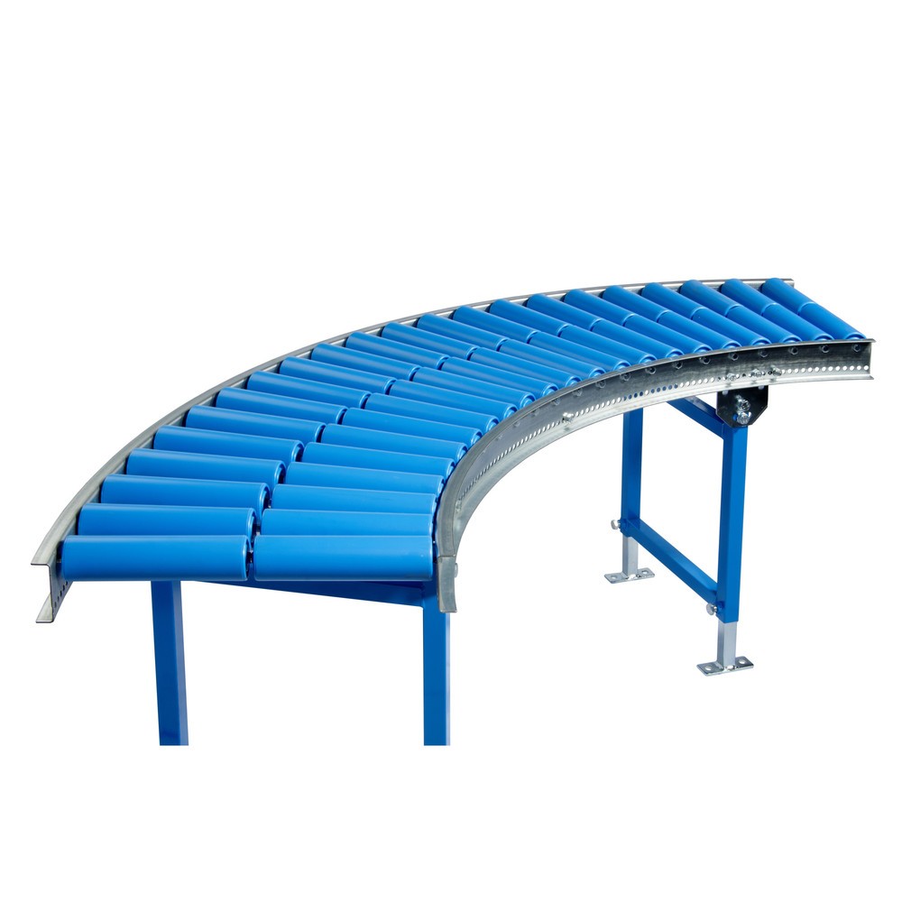 Illustration du produit: Convoyeur léger à rouleaux, rouleaux en plastique, courbe de 45°, largeur de 500 mm, entraxe : 75 mm