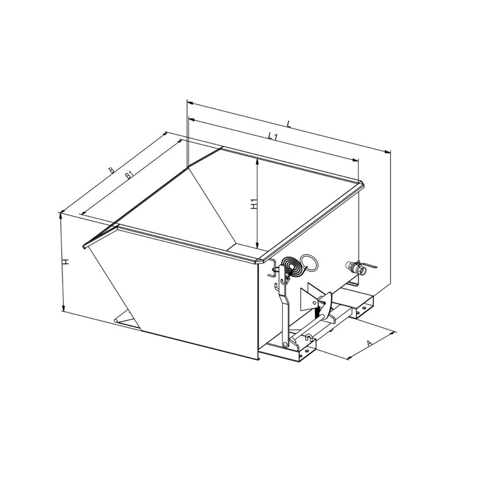 Produktabbildung Nr. 4: Eichinger® Benne basculante à copeaux avec tamis et robinet de vidange, 1 000 kg, 300 litres, bleu gentiane