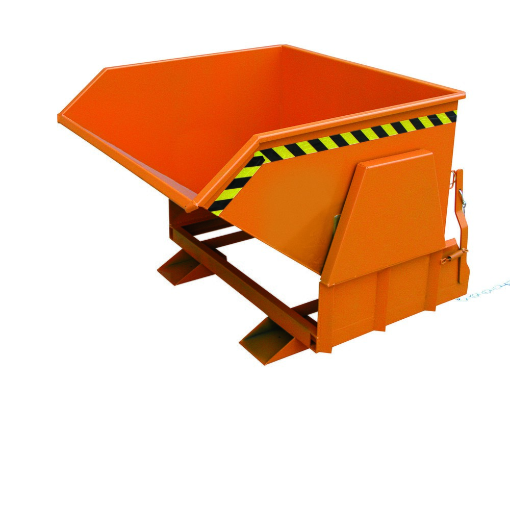 Produktabbildung: Eichinger® Kippbehälter mit geschützten Abrollkufen, 1500 kg, 800 Liter, reinorange