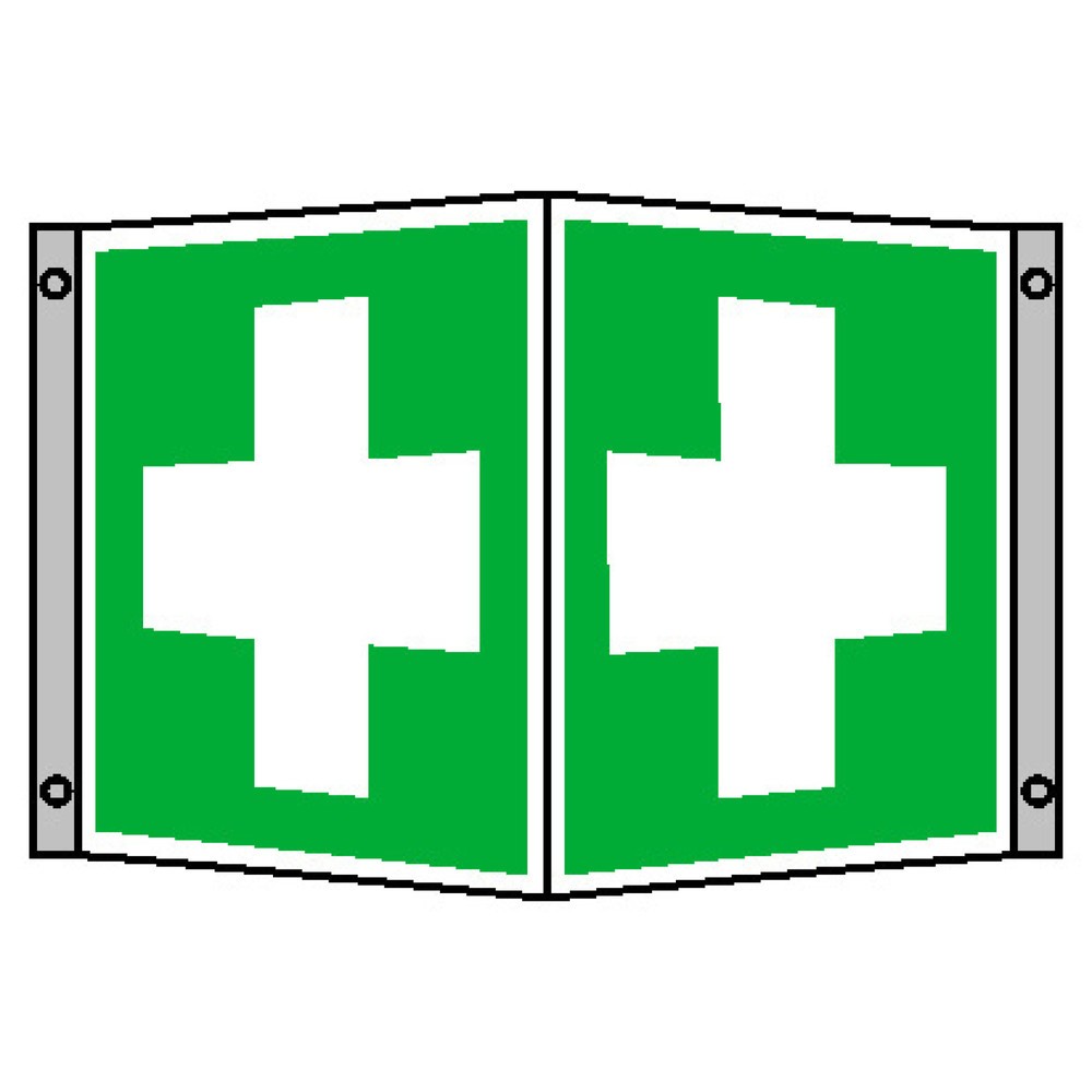 Produktabbildung: Erste Hilfe, Winkel, HxB 200 x 200 mm, Alu HI
