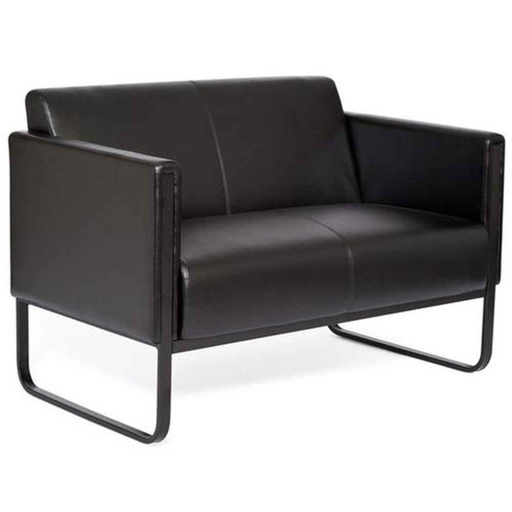 Produktabbildung Nr. 3: Canapé lounge hjh OFFICE BALI BLACK piètement noir similicuir lisse, 2 places, noir
