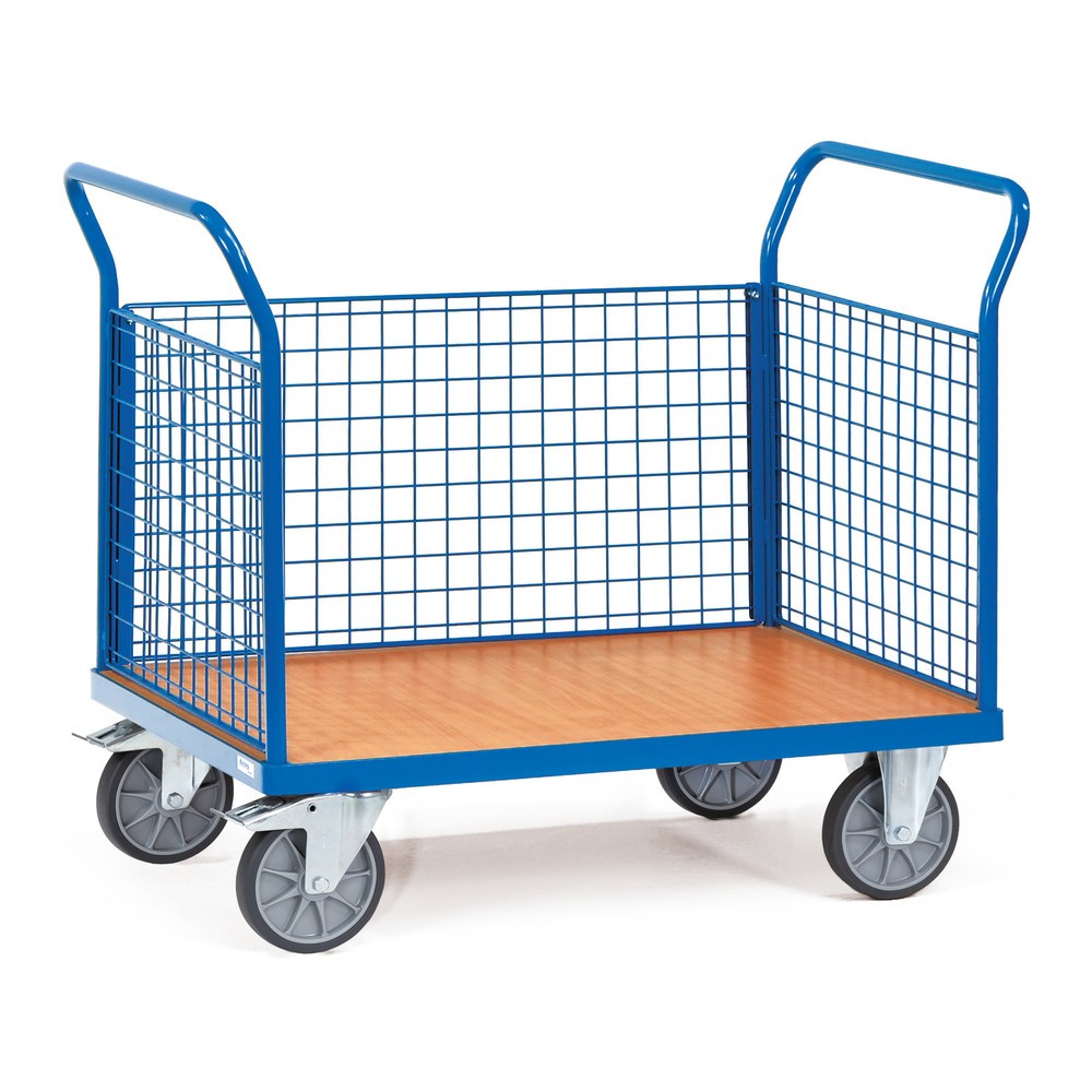 Illustration du produit: fetra® Chariot à plate-forme, à 3 côtés avec parois grillagées, surface de chargement lxP 800 x 1 200 mm