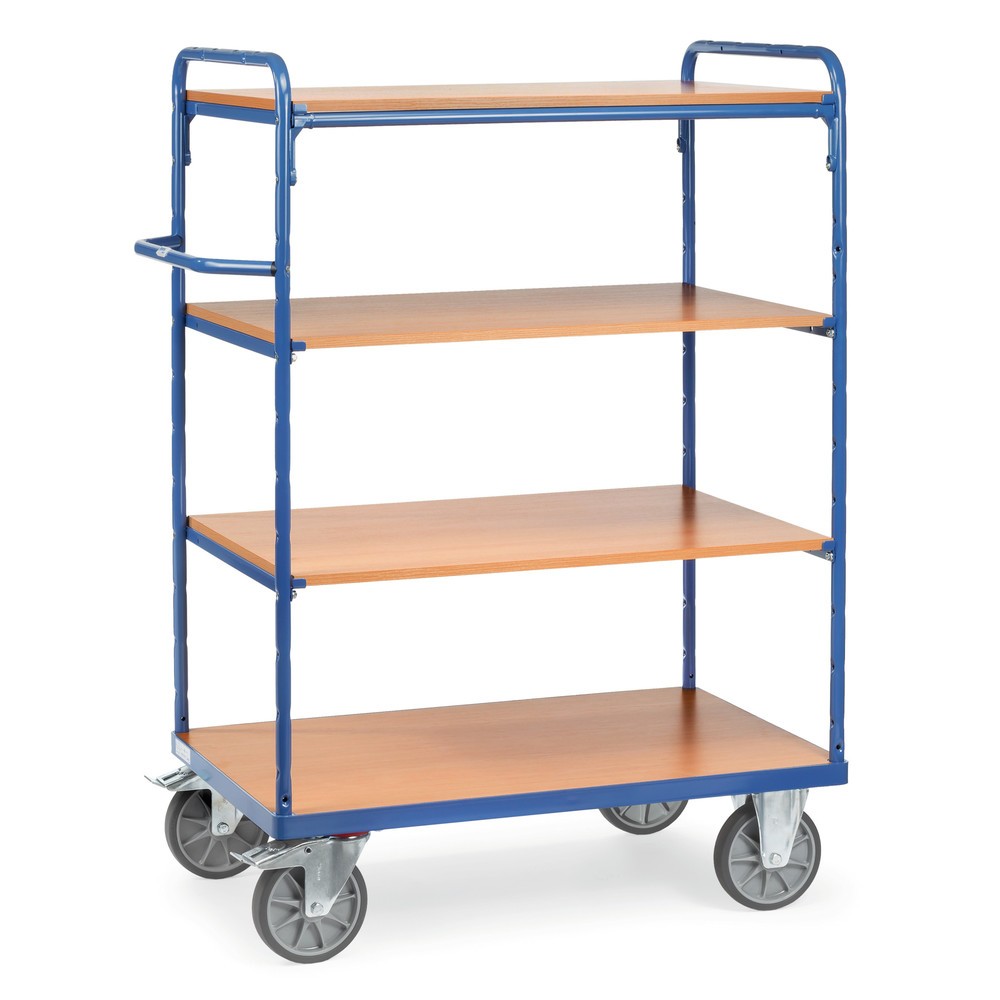 Illustration du produit: fetra® Chariot à plateaux avec tablettes en bois, 4 plateaux de 1 000 x 700 mm, hauteur 1 552 mm