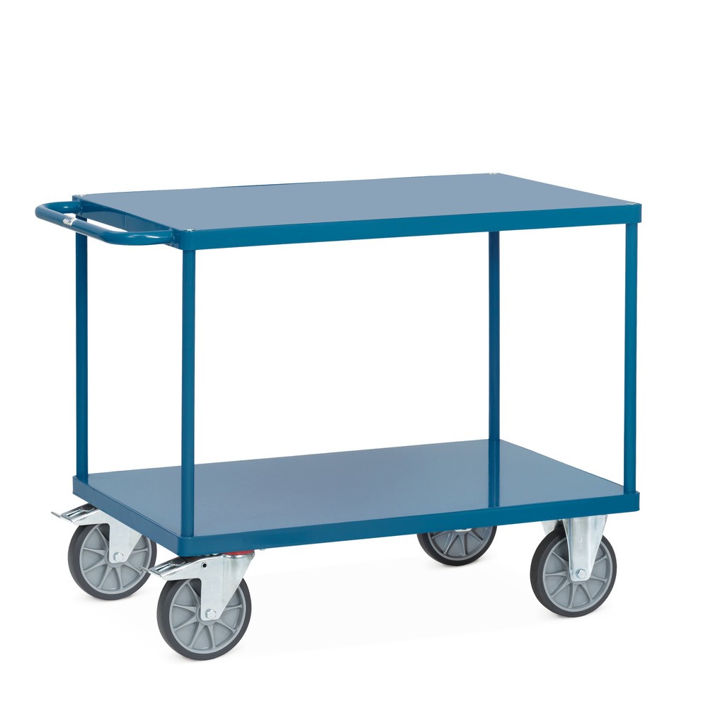 Produktabbildung: fetra® Tisch- und Montagewagen mit 2 Stahlblechböden à 850 x 500 mm