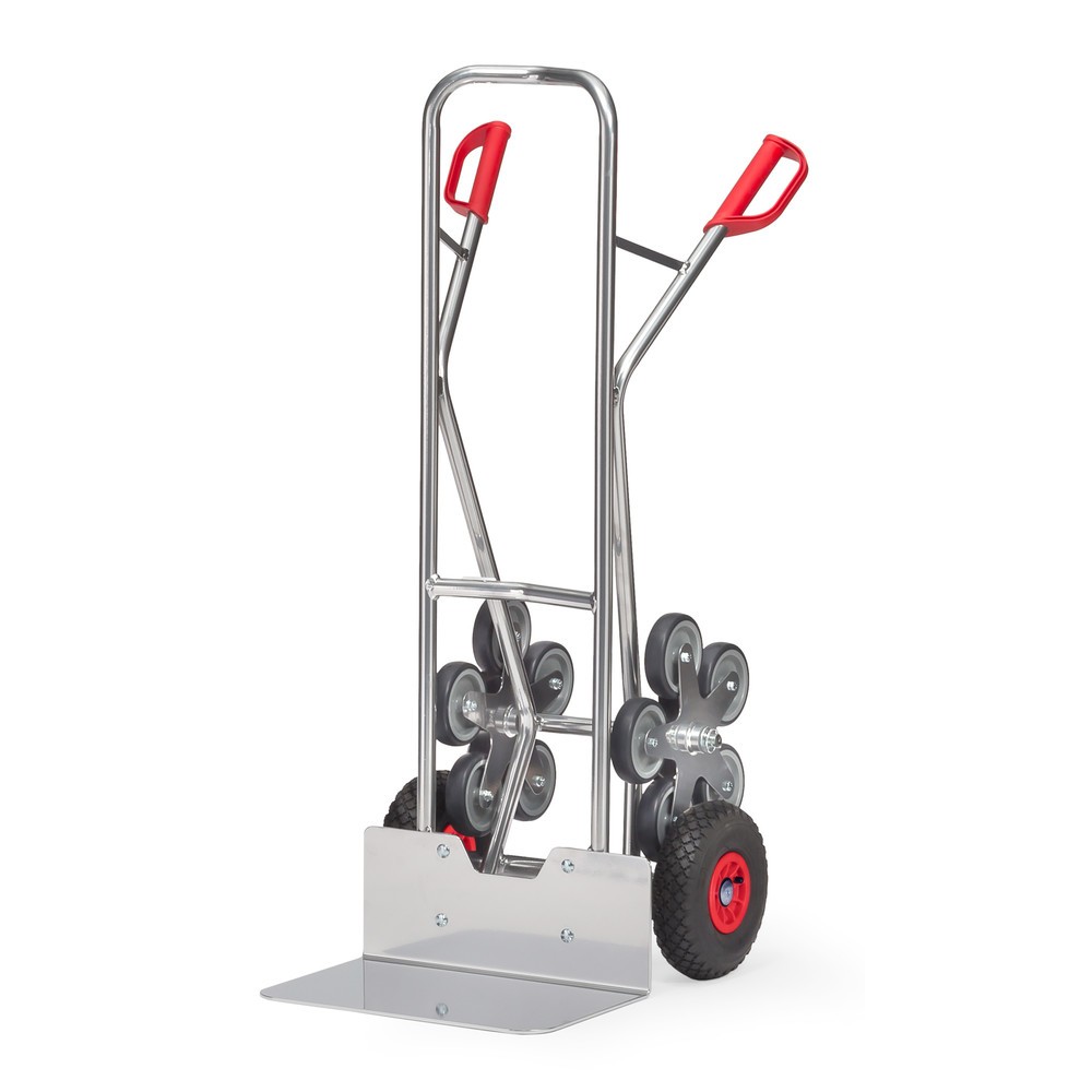 Produktabbildung Nr. 1: fetra® Treppenkarre, 5-armiger Radstern, Tragkraft 200 kg, Schaufel BxT 480 x 300 mm, Aluminium