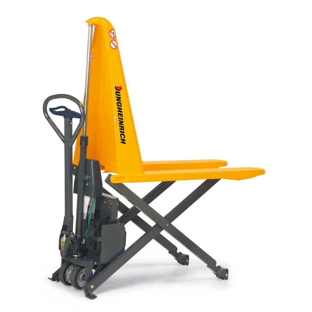 Produktabbildung Nr. 1: Transpalette à ciseaux Jungheinrich AMX 10e, électrohydraulique, capacité de charge 1 000 kg, largeur spéciale des fourches de 680 mm, longueur des fourches 1 150 mm, nylon