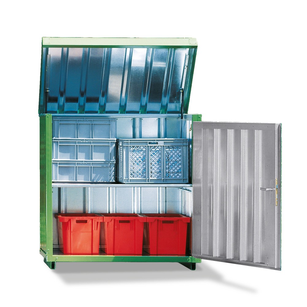 Produktabbildung: FLADAFI® Magazinbox mit hochklappbarem Dach, HxBxT 1.470 x 1.420 x 1.490 mm, ohne Boden