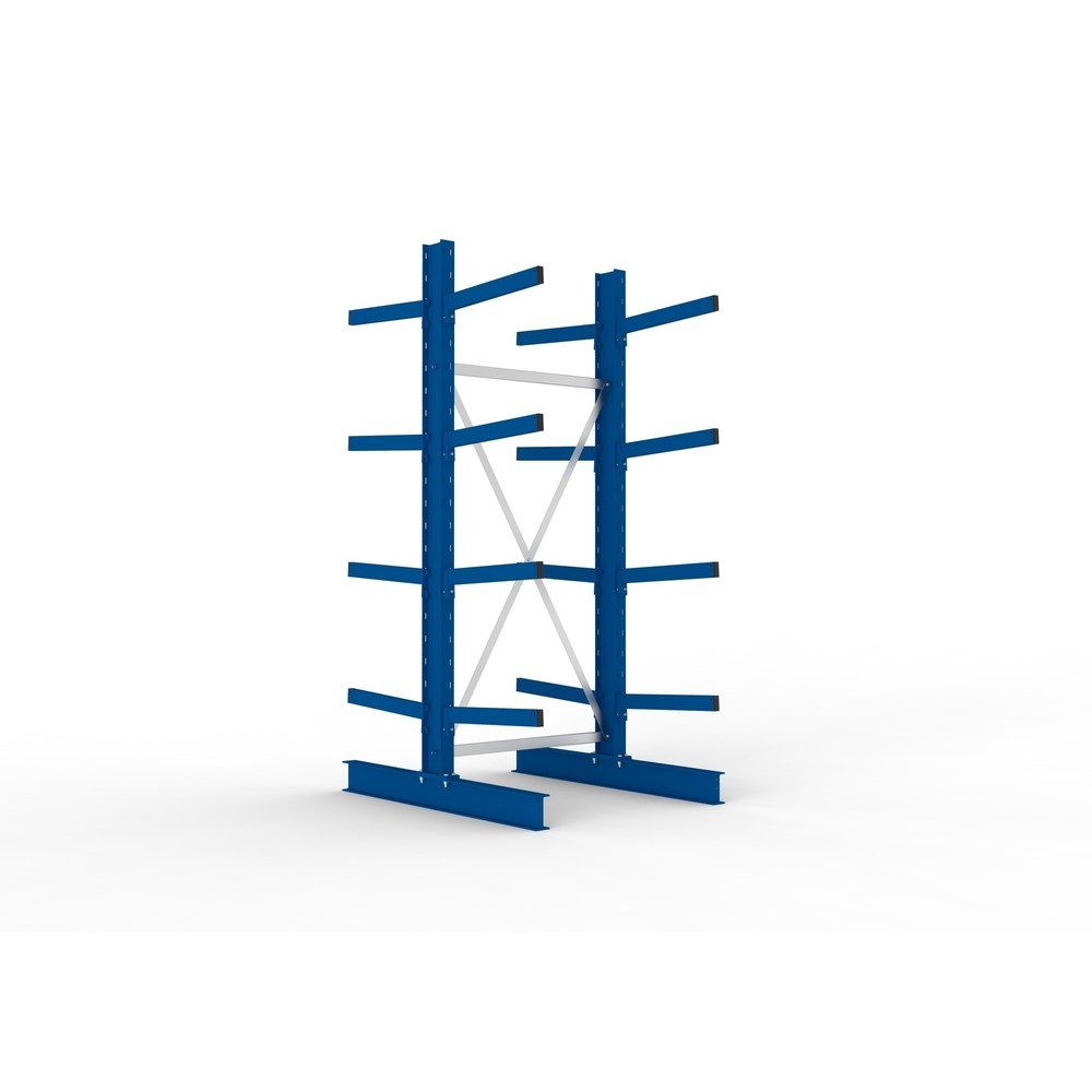 Produktabbildung: META Kragarmregal Grundfeld, doppelseitig, Tragkraft pro Arm 355 kg, HxBxT 2.500 x 1.103 x 1.440 mm