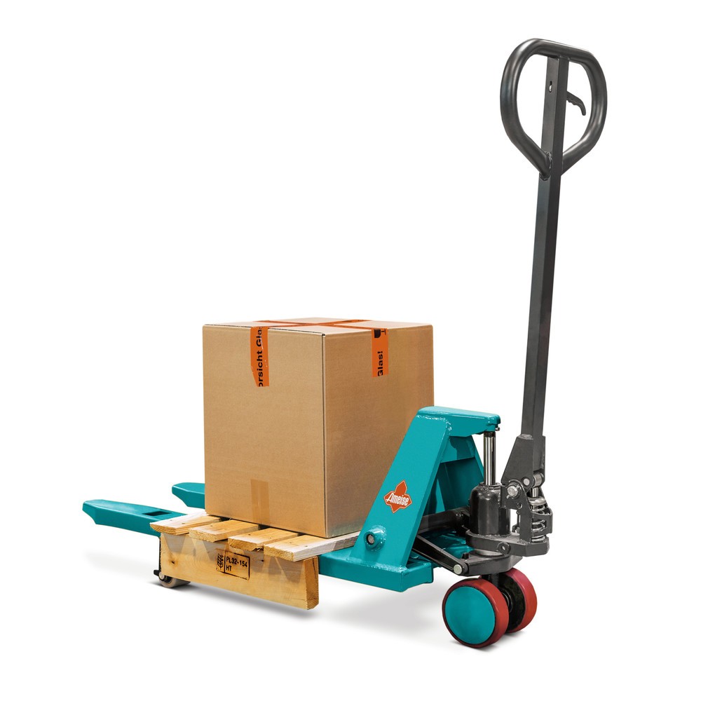 Produktabbildung: Mini-Handhubwagen Ameise® PTM 0.5, Tragfähigkeit 500 kg, Gabellänge 800 mm, Polyurethan/Nylon