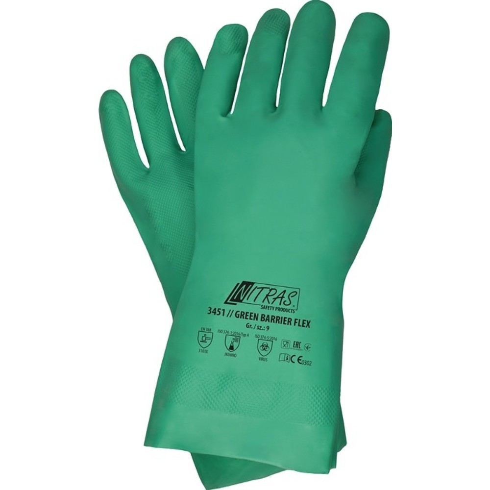 Illustration du produit: NITRAS Chemikalienschutzhandschuhe Green Barrier Flex, EN 388, Größe 9 grün, PSA-Kategorie III