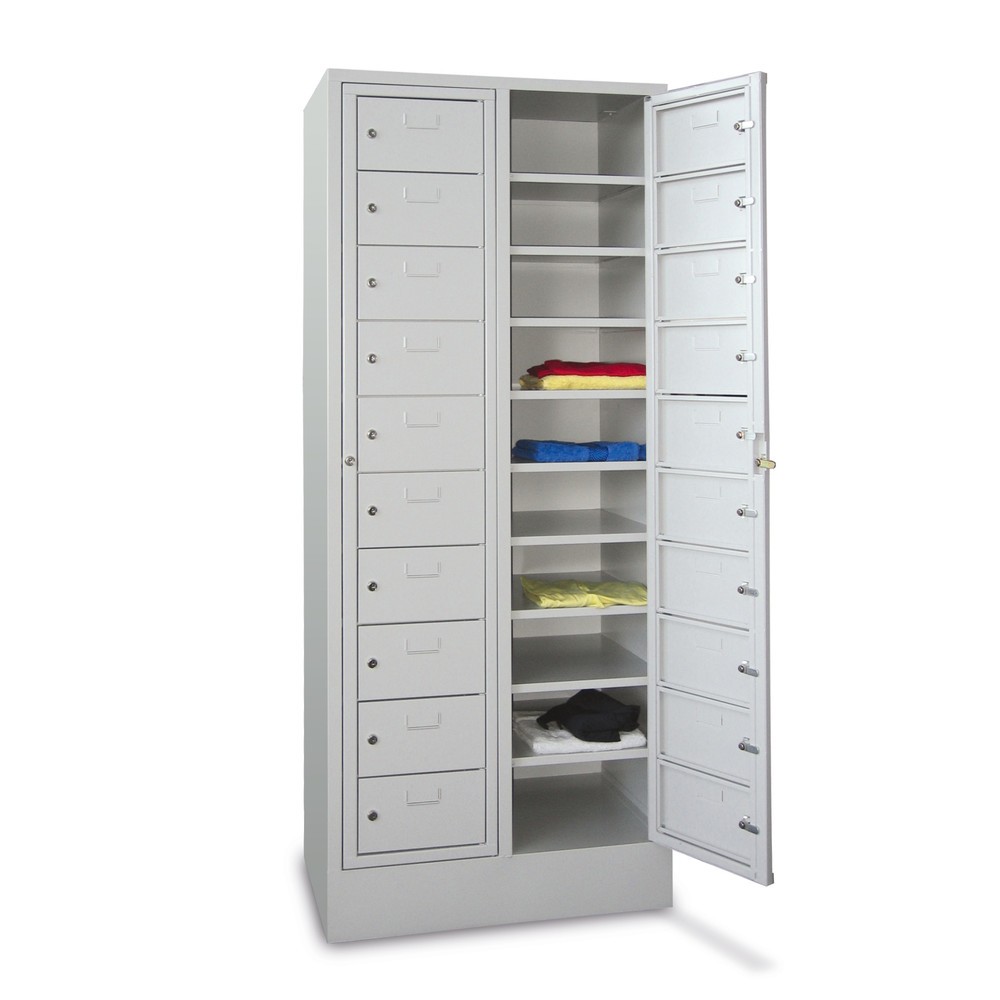 Produktabbildung: PAVOY Schliessfachschrank mit Zentraltür, 2 x 10 Fächer, HxBxT 1.850 x 770 x 500 mm, mit Sockel, anthrazitgrau, anthrazitgrau