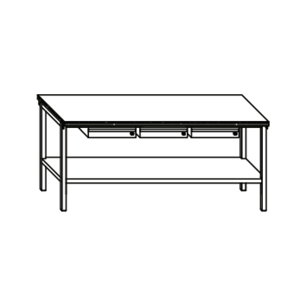 Produktabbildung Nr. 5: PAVOY Werktisch mit 3 Schubladen + Ablageboden, HxBxT 900 x 2.000 x 700 mm, enzianblau, lichtblau