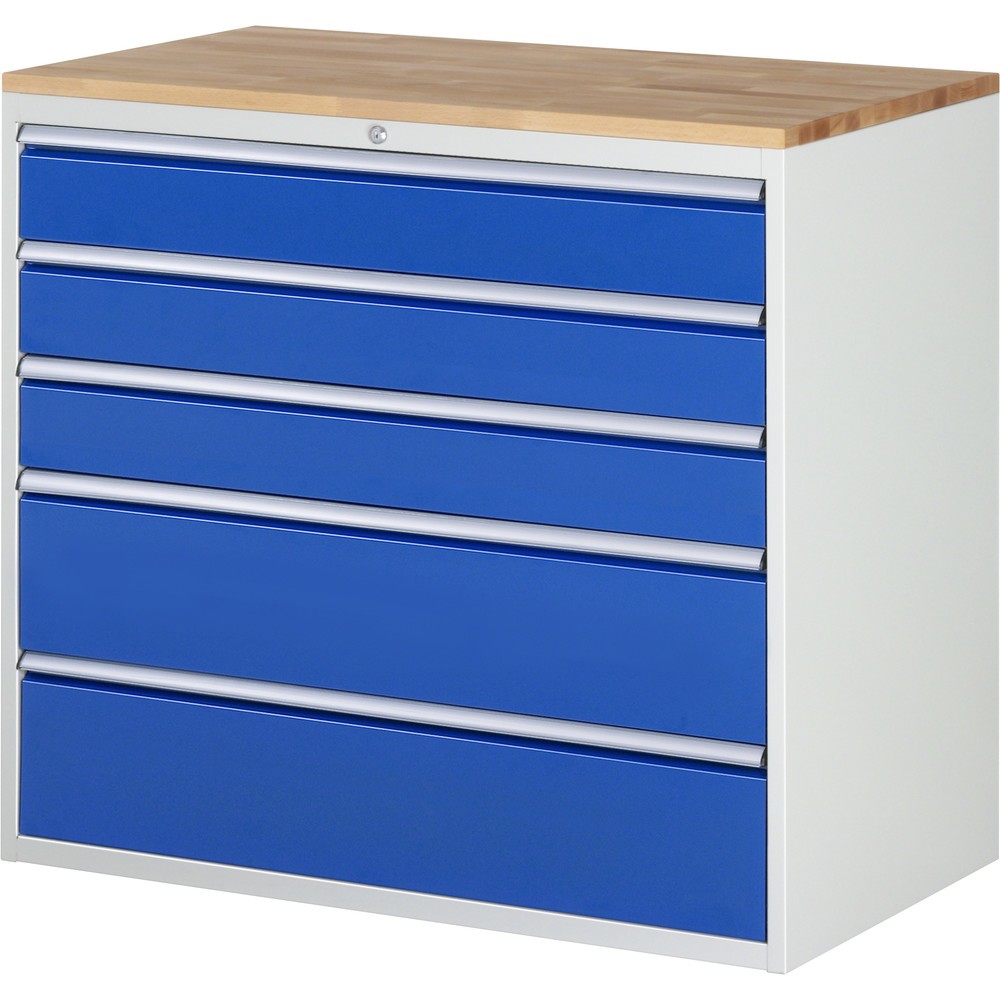 Illustration du produit: RAU Armoire à tiroirs série 7000, HxlxP 1 035 x 1 145 x 650 mm, avec 5 tiroirs taille XXL, face supérieure en hêtre