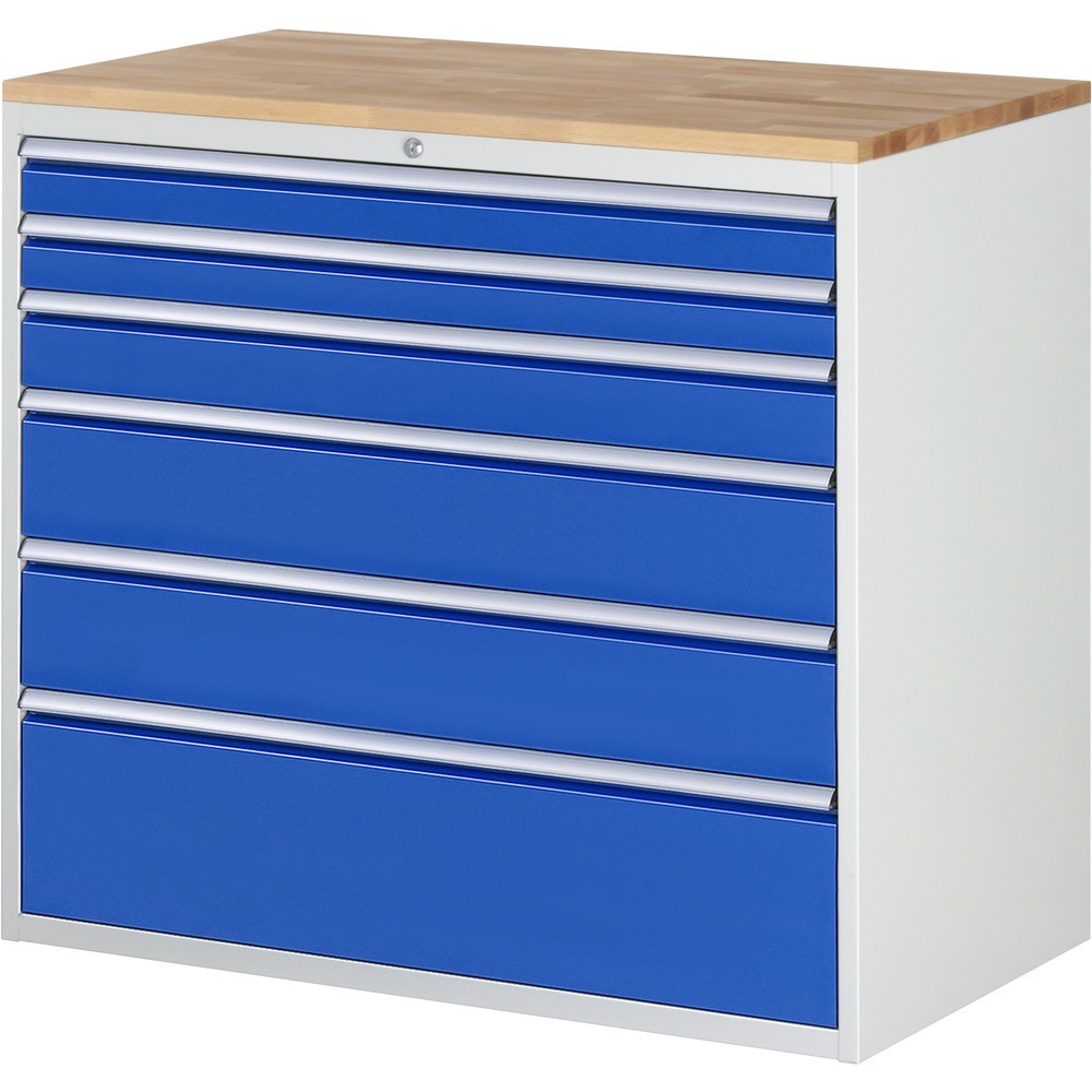 Illustration du produit: RAU Armoire à tiroirs série 7000, HxlxP 1 035 x 1 145 x 650 mm, avec 6 tiroirs taille XXL, face supérieure en hêtre
