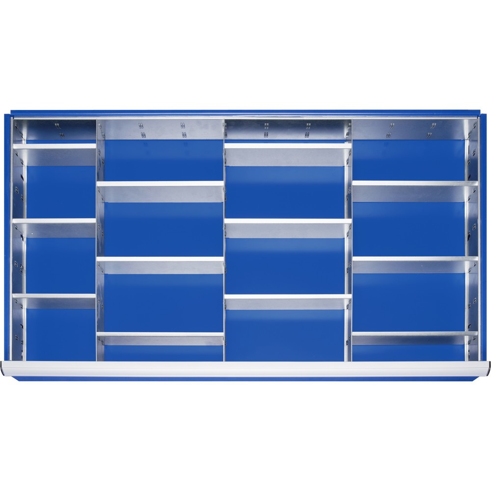 Produktabbildung: RAU Einteilungsset für Schublade, HxBxT 150 x 1.055 x 560 mm, mit 4-tlg. Rasterleisten-Set und 3 Trennwände, Grösse XXL für Fronthöhe 180-360 mm