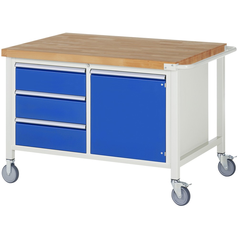 Produktabbildung Nr. 1: RAU Établi mobile série 8000, HxlxP 880 x 1 250 x 900 mm, 1 double caisson sous plateau, avec 3 tiroirs et 1 porte battante