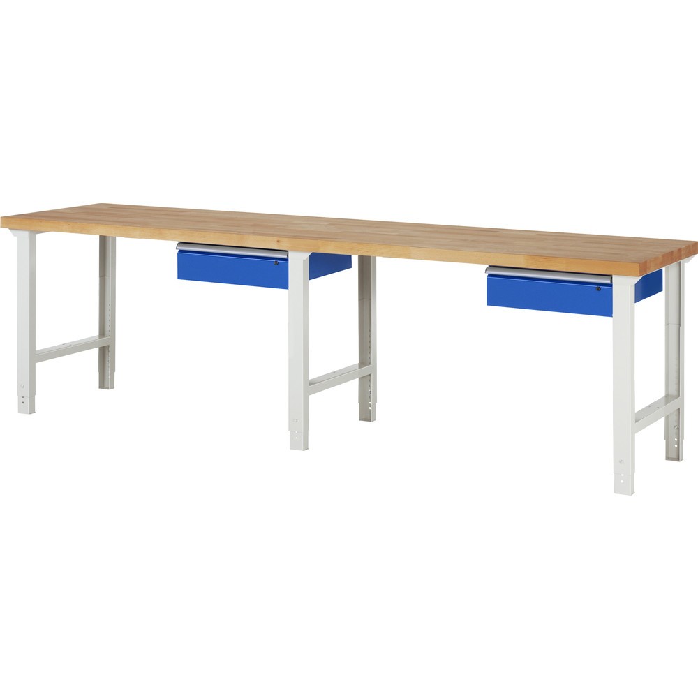 Illustration du produit: RAU Établi série 7000, HxlxP 790-1 140 x 3 000 x 700 mm, avec 2 tiroirs