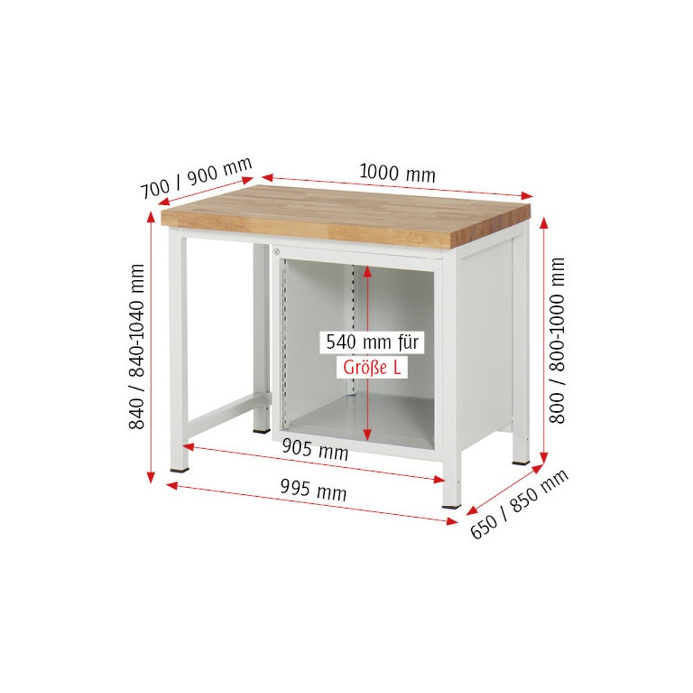 Produktabbildung Nr. 5: RAU Établi série 8000, HxlxP 840 x 1 000 x 900 mm, 5 tiroirs extractibles à 90 % 4 x 90, 1 x 180 mm, capacité de charge des tiroirs 100 kg