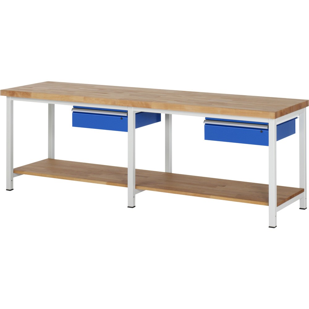 Produktabbildung Nr. 1: RAU Établi série 8000, HxlxP 840- 1 040 x 2 500 x 700 mm, 2 tiroirs, tablette inférieure