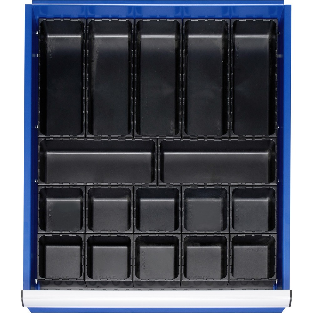 Illustration du produit: RAU Jeu de compartimentage pour tiroir, HxlxP 48 x 490 x 560 mm, avec plaque de fond et 10 casiers, taille L pour hauteur de façade 60-360 mm