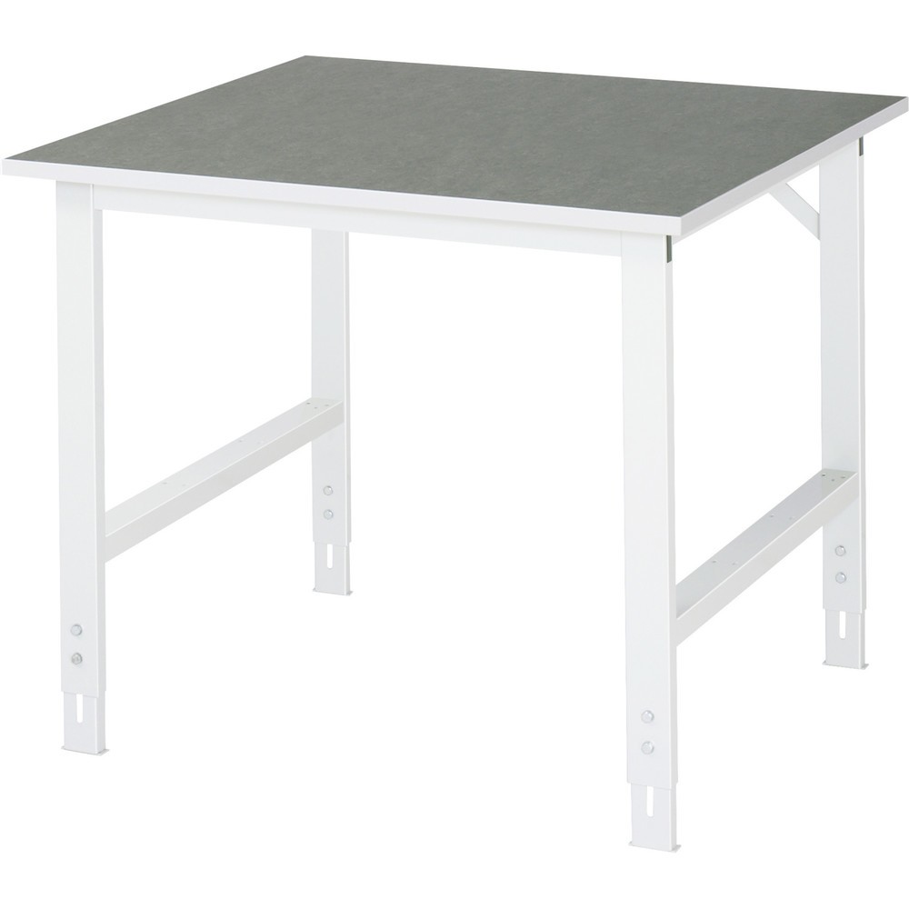 Illustration du produit: RAU Table pour poste de travail réglable en hauteur série TOM, HxlxP 760-1 080 x 1 000 x 1 000 mm, plan de travail en revêtement linoléum / universel