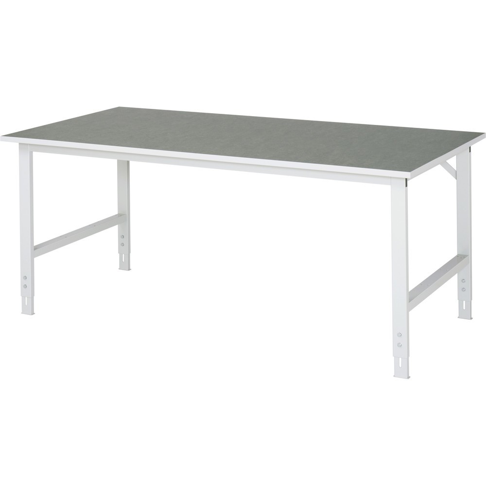 Illustration du produit: RAU Table pour poste de travail réglable en hauteur série TOM, HxlxP 760-1 080 x 2 000 x 1 000 mm, plan de travail en revêtement linoléum / universel
