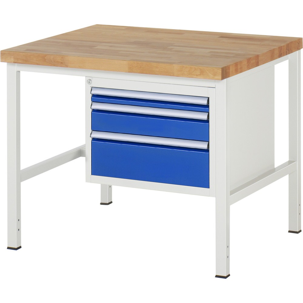 Produktabbildung Nr. 1: RAU Werkbank Serie 8000, HxBxT 840-1.040 x 1.000 x 900 mm, 3 x 100%-Auszug-Schubladen 1 x 60, 1 x 120, 1 x 180 mm, Schubladen-TK 100 kg