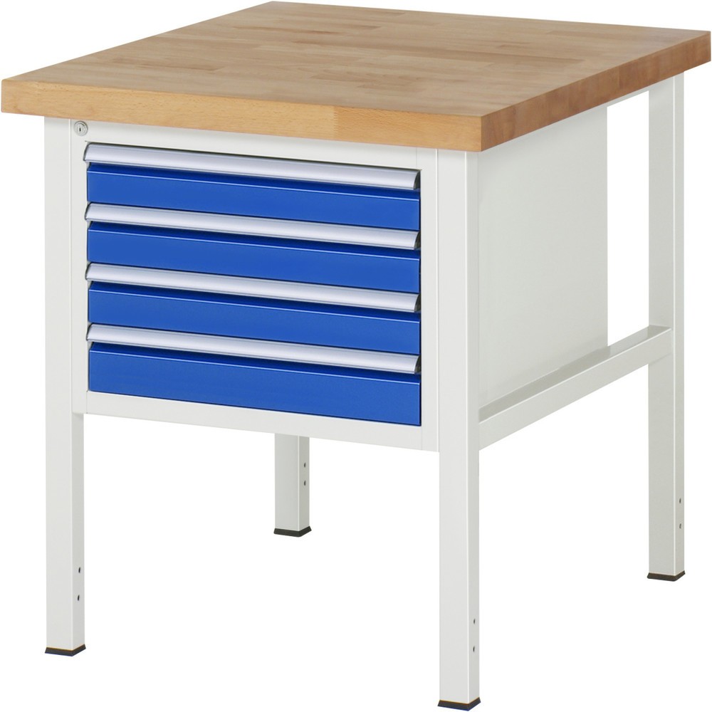 Produktabbildung: RAU Werkbank Serie 8000, HxBxT 840-1.040 x 750 x 900 mm, 4 x 100%-Auszug-Schubladen 4 x 90 mm, Breite 490 mm