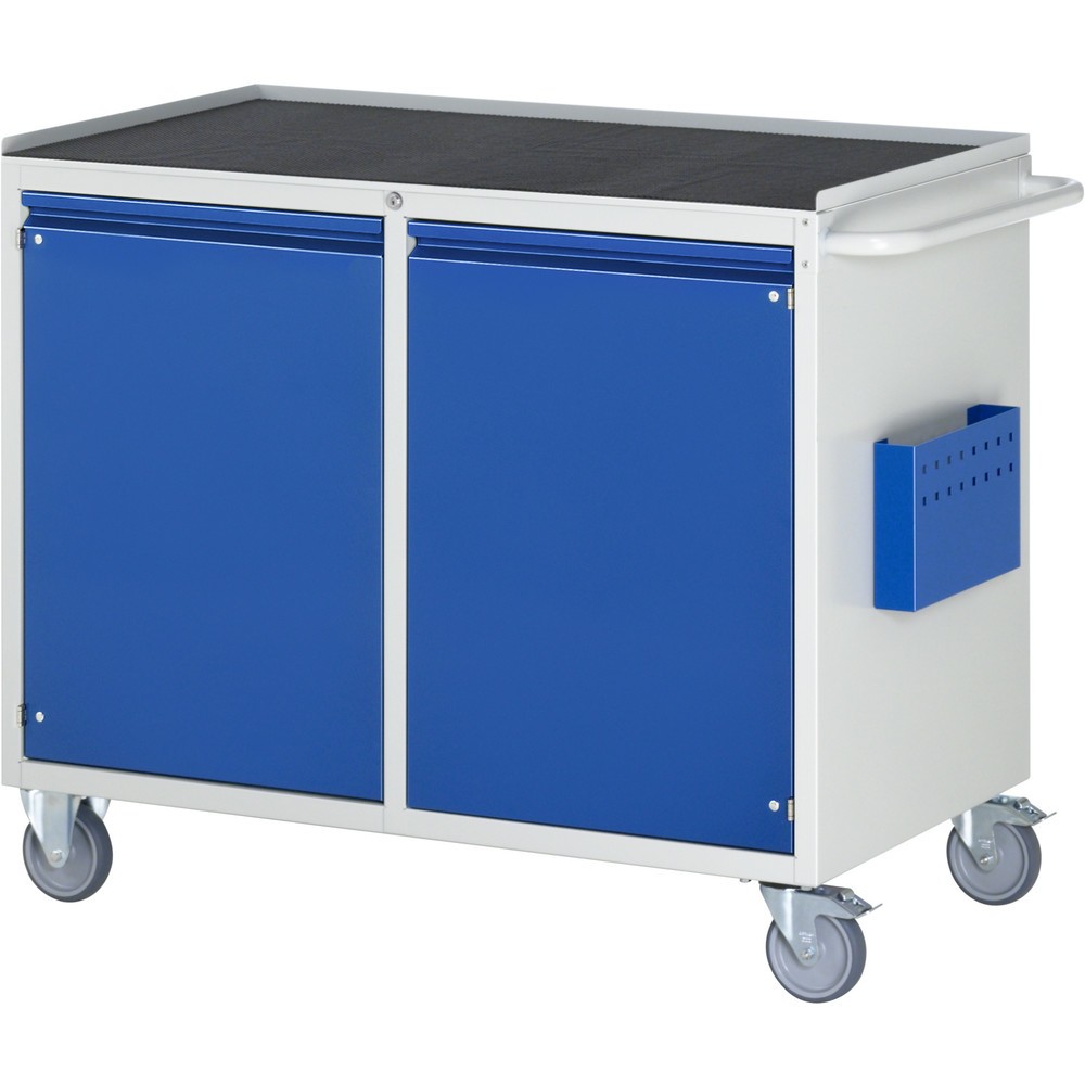 Produktabbildung: RAU Werkstattwagen Serie 7000, HxBxT 975 x 1.145 x 650 mm, 2 Flügeltüren, Arbeitsplatte Metall, integrierte Griffleiste