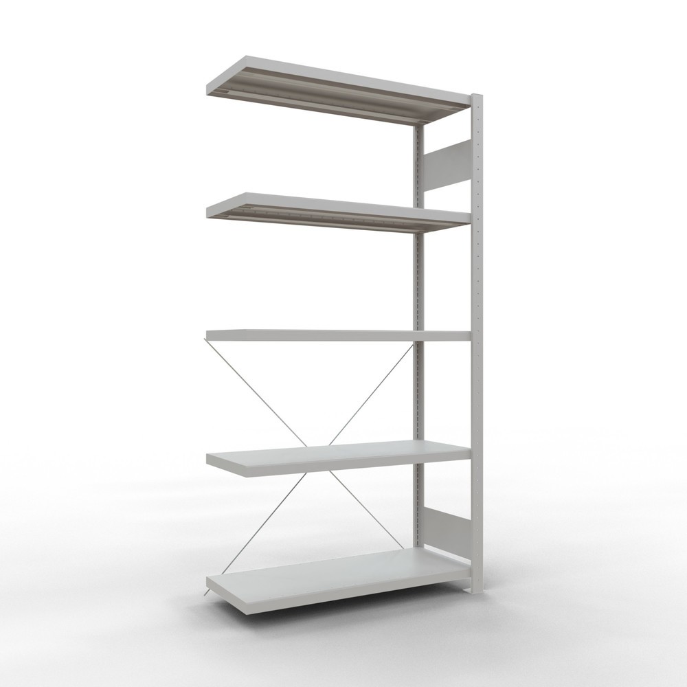 Produktabbildung Nr. 1: Rayonnage à tablettes SCHULTE, système à emboîter, travée auxiliaire, charge par tablette 330 kg, gris clair, HxlxP 2000 x 1000 x 400 mm