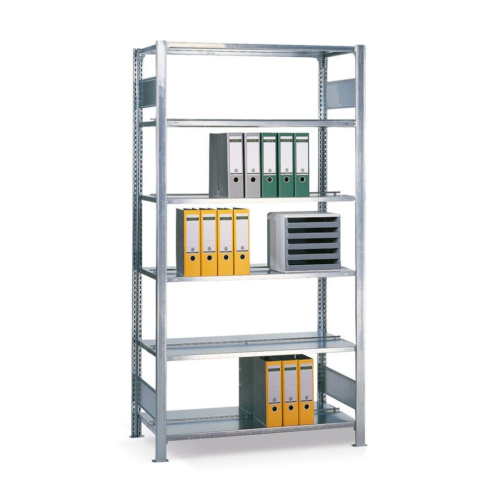 Illustration du produit: Rayonnage de bureau SCHULTE travée de base, utilisable des deux côtés, sans butées centrales, CT 150 kg, HxlxP 2 500 x 1 300 x 600 mm